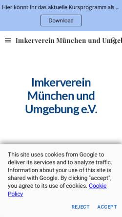 Vorschau der mobilen Webseite sites.google.com, Imkerverein München und Umgebung e.V.