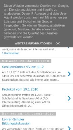 Vorschau der mobilen Webseite www.schuelerbuendnis-sb.blogspot.com, Schülerbündnis