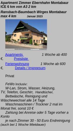 Vorschau der mobilen Webseite zimmer.buhr-bau.de, Zimmer - Appartement - Ferienwohnung Wiltrud Buhr