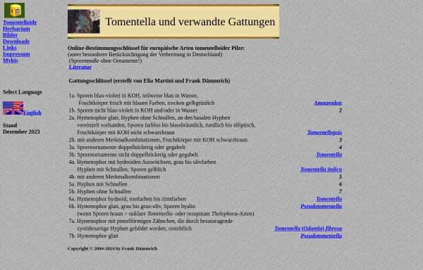 Vorschau von www.tomentella.de, Tomentella und verwandte Gattungen