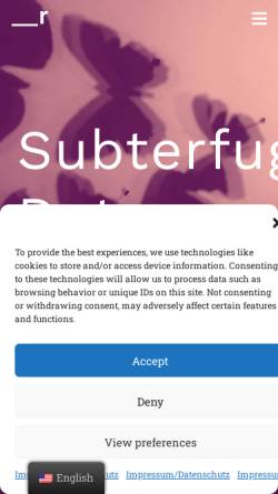 Vorschau der mobilen Webseite www.subterfuge.de, Subterfuge