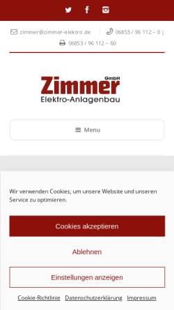 Vorschau der mobilen Webseite www.zimmer-elektro.de, Elektro Anlagenbau Zimmer AG und Co. KG