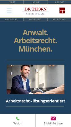 Vorschau der mobilen Webseite www.thorn-arbeitsrecht-muenchen.de, DR. THORN Rechtsanwälte PartGmbB