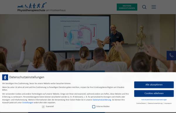 Vorschau von www.physiotherapieschule-wuerselen.de, Schule für Krankengymnastik und Physiotherapie