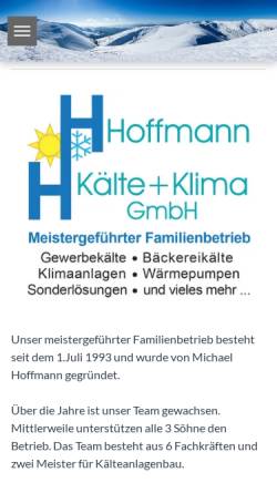 Vorschau der mobilen Webseite www.hoffmann-kaelte-klima.de, Hoffmann Kälte- und Klimatechnik GmbH