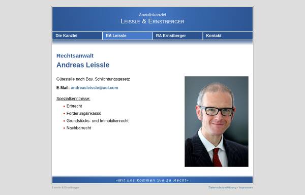 Vorschau von www.andreasleissle.de, Rechtsanwalt Andreas Leissle, Wörthsee