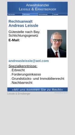 Vorschau der mobilen Webseite www.andreasleissle.de, Rechtsanwalt Andreas Leissle, Wörthsee