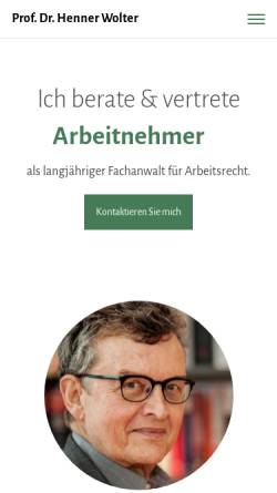 Vorschau der mobilen Webseite arbeitsrecht-wolter.de, Prof. Dr. Wolter