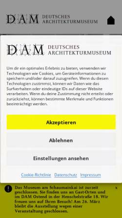 Vorschau der mobilen Webseite www.dam-online.de, Deutsches Architektur Museum