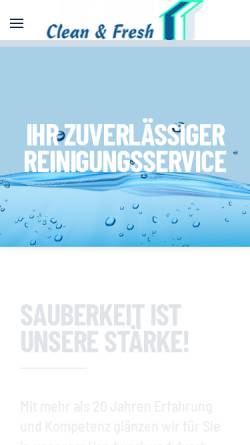 Vorschau der mobilen Webseite www.cleanfresh.de, Clean und Fresh GmbH