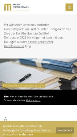 Vorschau der mobilen Webseite timmermann-rechtsanwaelte.de, Timmermann Maria
