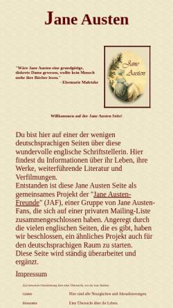 Vorschau der mobilen Webseite www.janeausten.de, Jane Austen Informationpage