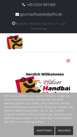 Vorschau der mobilen Webseite www.pfhv.de, Pfälzer Handball-Verband