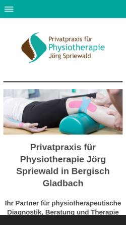 Vorschau der mobilen Webseite www.physiotherapie-spriewald.de, Privatpraxis für Physiotherapie Jörg Spriewald