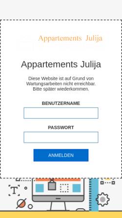 Vorschau der mobilen Webseite appartement-julija.de, Appartement Julija