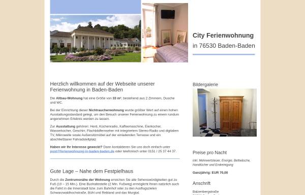 Vorschau von www.ferienwohnung-in-baden-baden.de, City-Ferienwohnung nahe Festspielhaus