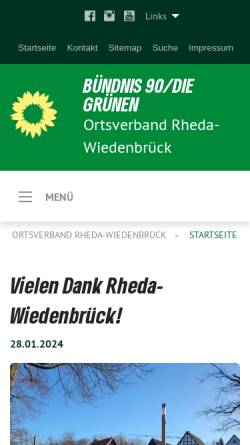 Vorschau der mobilen Webseite gruene-rheda-wiedenbrueck.de, Bündnis 90/Die Grünen Rheda-Wiedenbrück