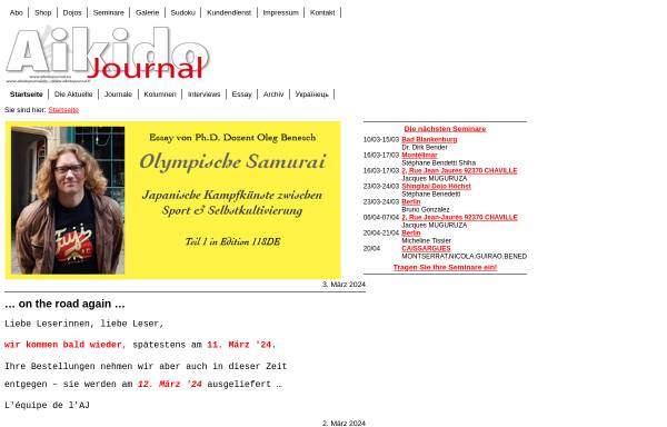 Vorschau von www.aikidojournal.de, Aikidojournal.de - Aikidojournalverlag Online