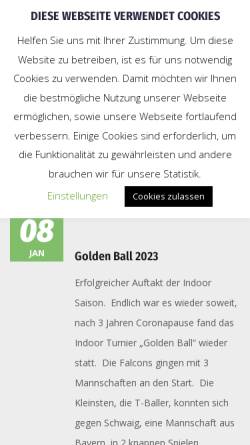 Vorschau der mobilen Webseite falcons-ulm.de, VfB Ulm e.V. Falcons