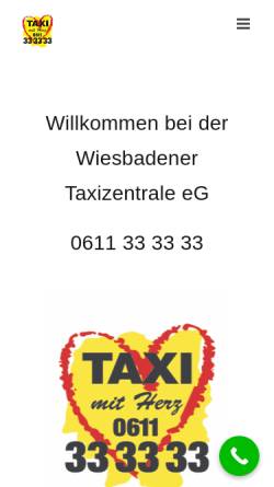Vorschau der mobilen Webseite www.taxi-wiesbaden.de, FTZ Funk-Taxi-Zentrale Wiesbaden GmbH