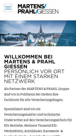 Vorschau der mobilen Webseite www.martens-prahl-giessen.de, Martens & Prahl Versicherungskontor Gießen GmbH