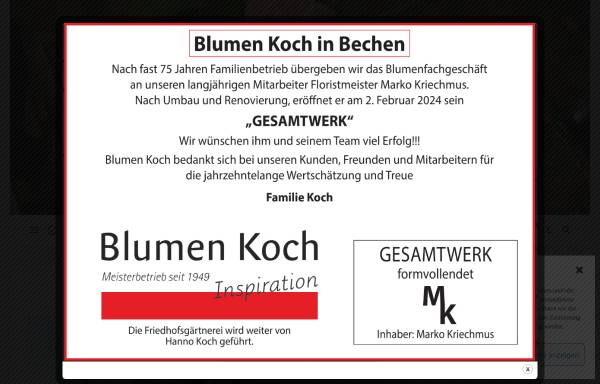Vorschau von www.blumen-koch-bechen.de, Blumen Koch