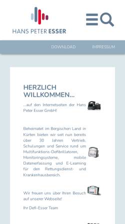 Vorschau der mobilen Webseite www.defi-esser.de, Hans-Peter Esser GmbH
