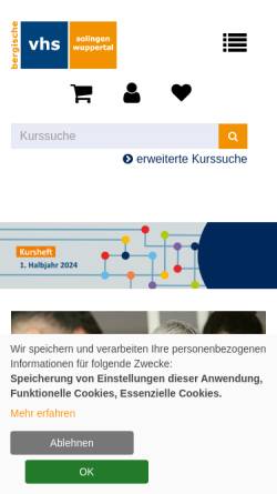Vorschau der mobilen Webseite www.bergische-vhs.de, Bergische Volkshochschule