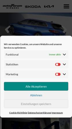 Vorschau der mobilen Webseite www.wiegers.de, AutoForum Wiegers GmbH, Honda-Vertragshändler