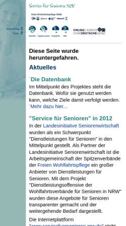 Vorschau der mobilen Webseite www.servicefuersenioren-nrw.de, Service für Senioren NRW