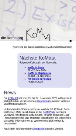 Vorschau der mobilen Webseite www.die-koma.org, Konferenz der deutschsprachigen Mathematikfachschaften