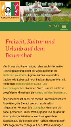 Vorschau der mobilen Webseite www.agrotourismus.de, Agrotourismus Südliches Westfalen