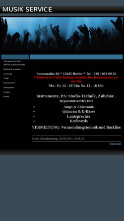Vorschau der mobilen Webseite musikservice.npage.de, Musik Service Berlin, Inh. Michael Helm