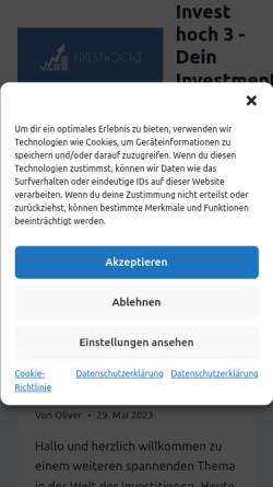 Vorschau der mobilen Webseite www.investhoch3.de, investhoch³ - Gewerbeflächen im Bergischen Städtedreieck