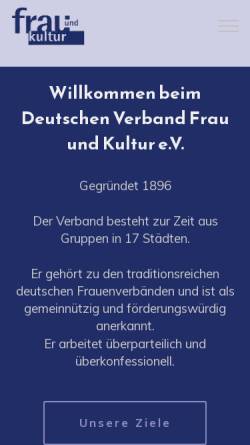 Vorschau der mobilen Webseite www.verband-frau-und-kultur.de, Deutscher Verband Frau und Kultur e.V.