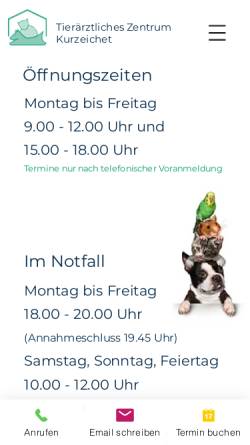 Vorschau der mobilen Webseite www.tierklinik-kurzeichet.de, Tierärztliche Klinik Kurzeichet