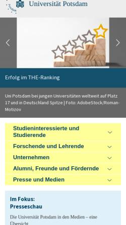 Vorschau der mobilen Webseite www.uni-potsdam.de, AG eLearning der Universität Potsdam