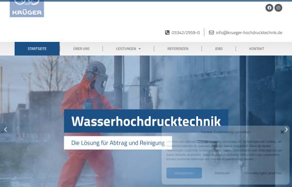 Vorschau von www.krueger-hochdrucktechnik.de, Krüger Wasserhochdrucktechnik