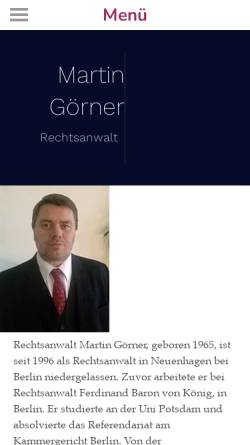 Vorschau der mobilen Webseite www.rechtsanwalt-goerner.de, Rechtsanwalt Martin Görner