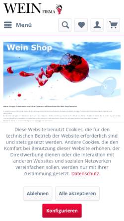 Vorschau der mobilen Webseite weinfirma.de, Weinfirma