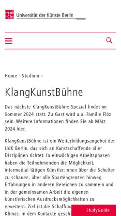 Vorschau der mobilen Webseite www.klangkunstbuehne.de, KlangKunstBühne