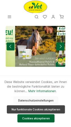 Vorschau der mobilen Webseite www.cdvet.de, cdVet Naturprodukte GmbH