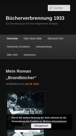 Vorschau der mobilen Webseite www.buecherverbrennung.de, Bücherverbrennung