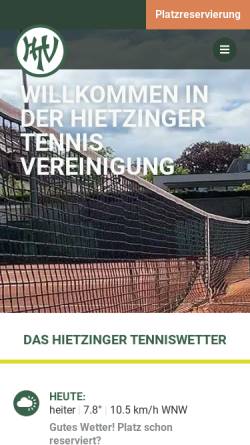 Vorschau der mobilen Webseite www.htv-tennis.at, Hietzinger Tennis-Vereinigung