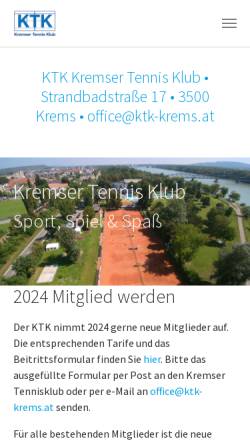 Vorschau der mobilen Webseite www.ktk-krems.at, Kremser Tennis Klub