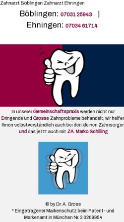 Vorschau der mobilen Webseite www.zahnarztpraxis.tv, Zahnarztpraxis Dr. Gross und M. Schilling