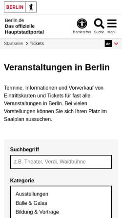 Vorschau der mobilen Webseite www.berlin.de, Veranstaltungen in Berlin