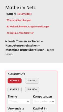 Vorschau der mobilen Webseite www.mathe-im-netz.de, Mathe im Netz
