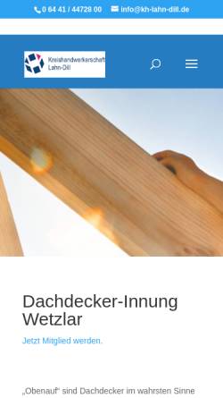 Vorschau der mobilen Webseite www.dachdecker-innung-wetzlar.de, Dachdeckerinnung Wetzlar