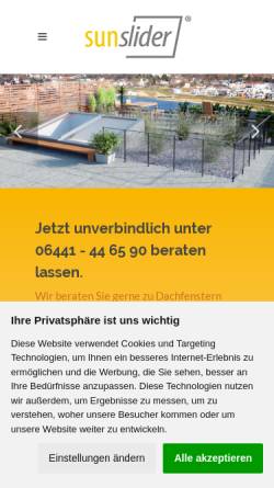 Vorschau der mobilen Webseite www.dachfenster-sunslider.com, Sunslider, Inh. Petra Naumann